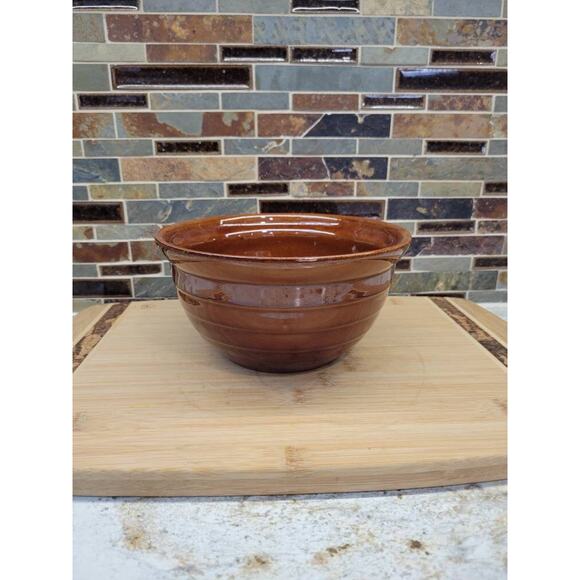 Vintage Marcrest Nesting Bowl, Brown Ribbed Oven Proof Stoneware - Picture 1 of 6